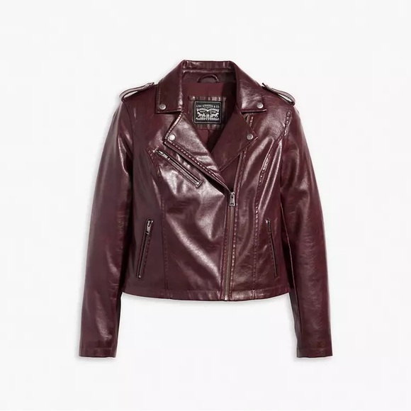 levi’s burgundy red leather jacket - Picture 1 of 2